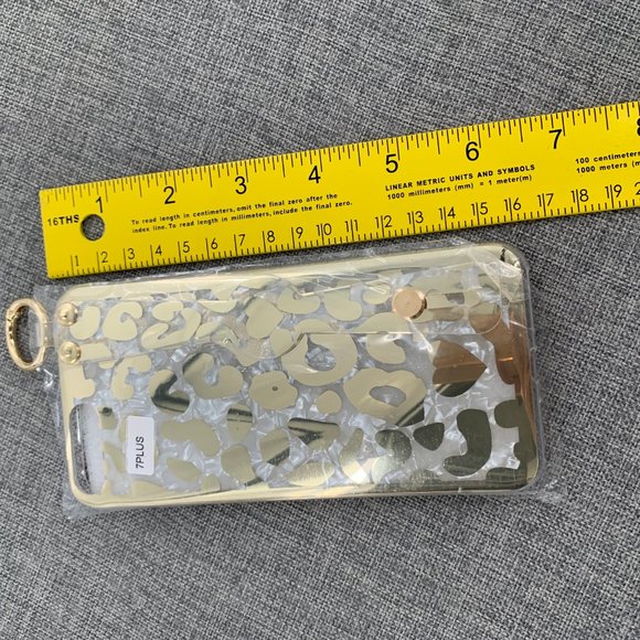 New! 7Plus Clear Gold Leopard Phone Case - Picture 5 of 9